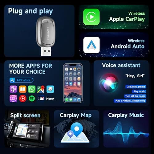 Isantepro 2-in-1 Wireless CarPlay Adapter & Android Auto for Apple iPhone, 2026 Upgrade Mini Bluetooth Dongle Convert Wired to Wireless, Plug & Play, USB A & Type C for 2016+ Cars, iOS 10+,Android 11+ - Thumbnail 5
