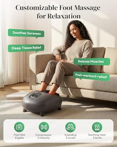 Heycool 2026 Upgrade FSA Eligible HSA Foot Massager, Shiatsu Foot Massager Machine with Heat and Compression for Plantar Fasciitis Neuropathy, Remote Control, Gifts, Size 14 - Thumbnail 2