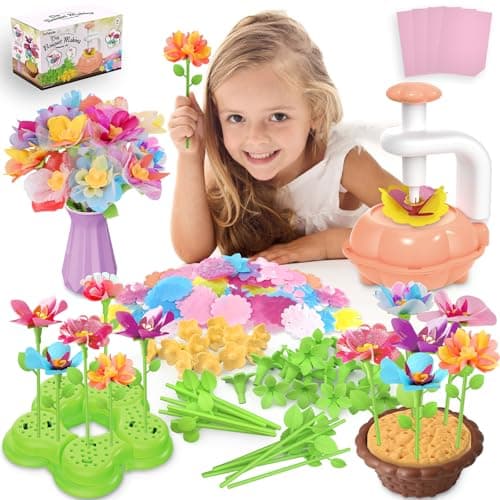 Kufanda 222 Pcs DIY Flower Bouquet Making Kit for Kids Ages 4-8 — Fabric Flower Craft Set with Embossing Machine, Screen-Free STEM Educational Gift for Girls, Granddaughter Birthday Christmas