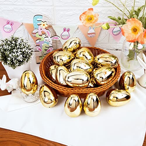 Supernal 40pcs Golden Easter Egg 3.1"Large Golden Metallic Easter Eggs Great For Easter Theme Party Favor Easter Eggs Hunt,Easter Eggs Bulk,Easter Eggs For Candy Treats(Gold) - Thumbnail 5