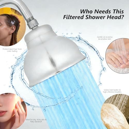 Metal Filter Shower Head for Hard Water Softener Shower Head with Water Shower Filter to Remove Chlorine and Harmful Substances, 6inch Large Rain Showerhead, 304Stainless Steel - Thumbnail 2