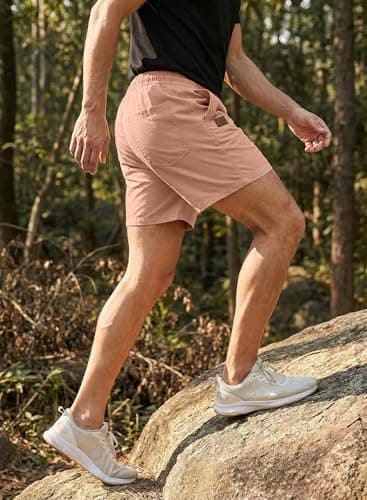JMIERR Men's Casual Cotton Linen Shorts - Drawstring Summer Beach Stretch Golf Dress Short 5 inch Polo Shorts with Pockets Elastic Waist,3XL,B Pink - Thumbnail 6