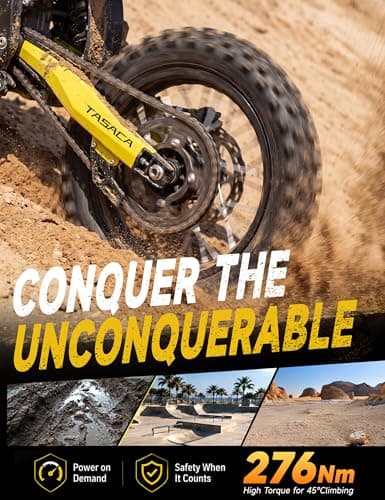 Tasaca V58 Electric Dirt Bike with 5500W Motor Up to 55 Mph, 276Nm Max Torque, 52V 30Ah Battery, UL Certified Off-Road Motorcycle for Teens & Adults, 260mm Long Travel Suspension, Yellow - Thumbnail 5