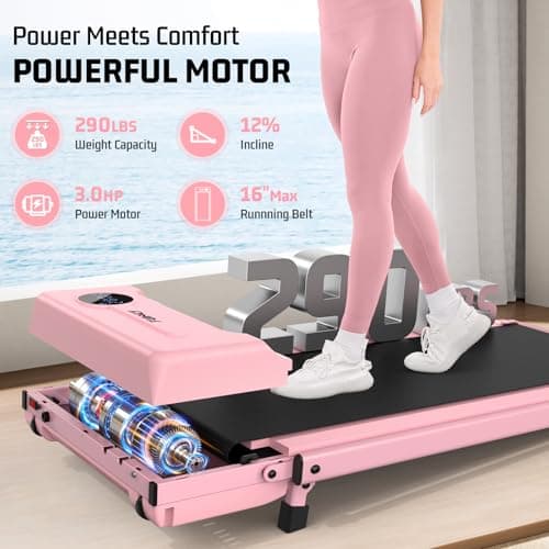 FUNMILY Foldable Walking Pad with Handle Bar, 4 in 1 Under Desk Treadmill with Incline, 2025 Upgraded Smart Folding Treadmill for Home/Office, Ultra-Quiet - Thumbnail 6