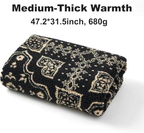 SHINEDOOR Jacquard Sherpa Wearable Blanket Lap Blanket Comfy Poncho Throw with Wooden Buttons Fleece Wearable Blankets for Women Soft Winter Shawl Gifts & Home Snowflake Grey Pattern - Thumbnail 4