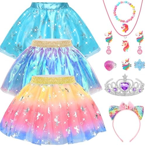 OHARLOBE Princess Dress Up for Girls 4-6, 15 PCS Princess Dresses and Costume for Girls 3-6, Unicorn Frozen Mermaid Princess Toys Set with Accessories, Toddler Girl Toys for Christmas Birthday Gifts - Image 1