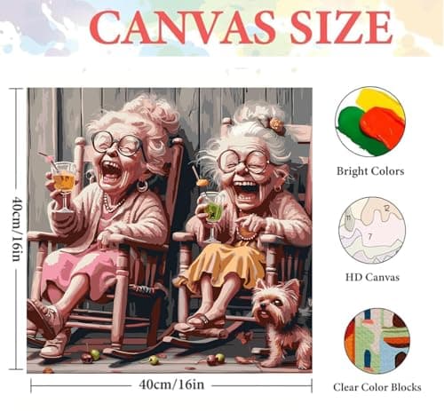 igoodom Paint by Numbers Kit for Adults Beginner, Adult Paint by Number Kits on Canvas, DIY Adults' Paint-by-Number Kits for Gift Home Wall Decor 16x16inch - Thumbnail 3