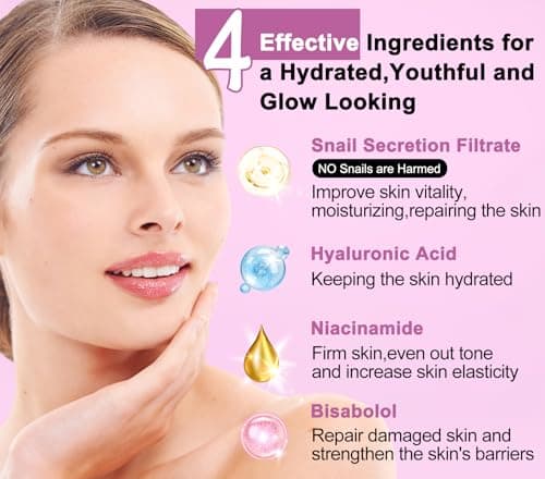 Gifts for Women,Skin Care Set,Anti-aging Moisturizing Repair Soothing Snail Mucin Serum Hydrating Facial Skin Care Routine Kit for Dull Skin & Dry Skin,Travel Skincare Gift Set Teenage Teen Girl Gifts - Thumbnail 3