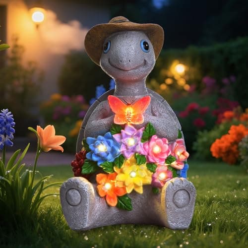 footreal Solar Garden Outdoor Statues Turtle with 8 LED Lights, Yard Decor Tortoise for Ornament, Mom Birthday Gifts for Women, Housewarming Gifts for Patio, Porch, Balcony - Image 1