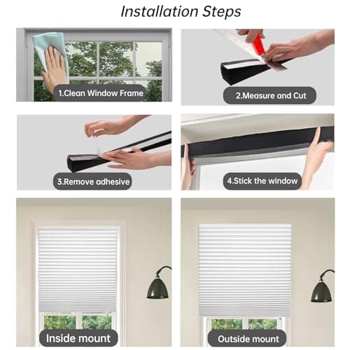 Changshade 6-Pack Temporary Light Filtering Paper Blinds for Window, Cut to Size Adhesive Paper Shades, Stick on Pleated Blinds,No Drill Easy Install,48" W x 72" H,White - Thumbnail 5