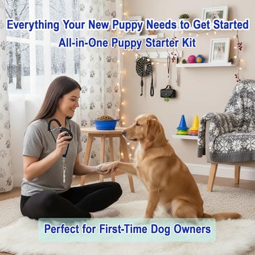 Dog Training Starter Kit for Beginners, 5-Piece Puppy Training Set with Reflective Leash, Clicker, Adjustable Whistle, Collapsible Slow Feeder Bowl and Poop Bag Holder, New Dog Owner Essentials - Thumbnail 2