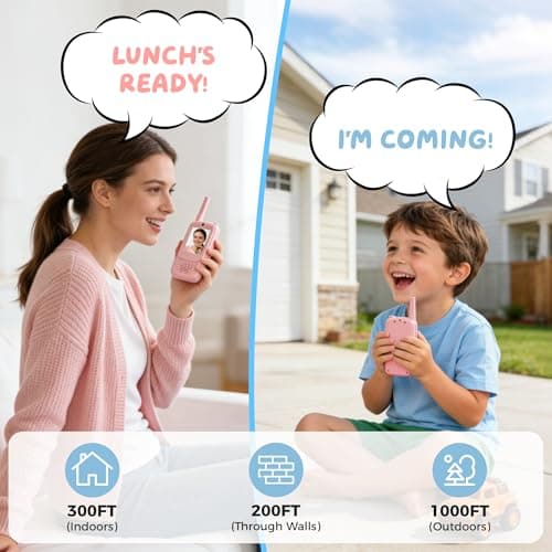 Video Walkie Talkies for Kids, 2 Pack Rechargeable Walkie Talkie with Screen, Long Range 2 Way Radio with 4 Voice Effect, Christmas Birthday Gift for Age 3-12 Boy Girl Indoor/Outdoor - Thumbnail 3