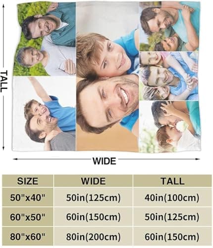 Ships Next Day . Custom Blanket with Photos Text Customized Blanket Personalized Flannel/Sherpa Throw Blankets for Adult Kid Birthday Christmas Halloween Fathers Mothers Valentines Gift - 60"x 80" - Thumbnail 3