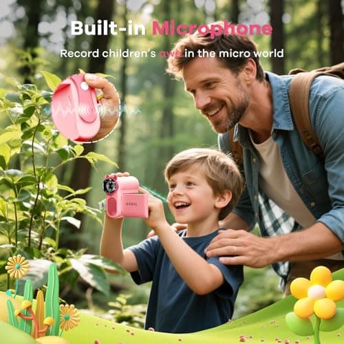 Hideal HP60 IPS Microscope for Kids: [Auto On & Off] [3-in-1] 2" Portable Handheld Microscope Miniscope, Pocket Mini Scope Educational Science Kit, Christmas Birthday Gifts for Kids, PC View, Pink - Thumbnail 6