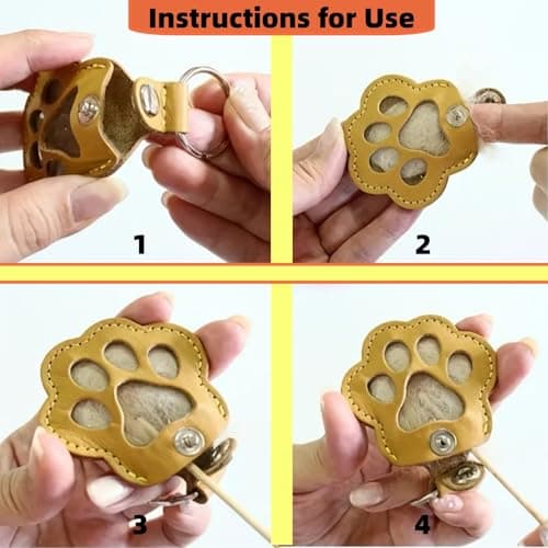 Muoethrian 6PCS Dog Hair Storage Keychain, Pet Paw Shaped Leather Keychain, Unique Memorial Collection Key Chain, Pet Memorial Gifts for Bag Purse Paw Charm Key Holder, Fur Ever Key Chain - Thumbnail 2