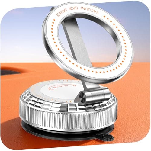 visnfa Pure Zinc Alloy Vacuum Magnetic Phone Holders for Your Car [105+LBS Suction & 3800gf Magnetic] 360° Adjustable Magsafe Car Phone Holder Mount for iPhone 17 16 15 14 13 12 Series & Android - Image 1