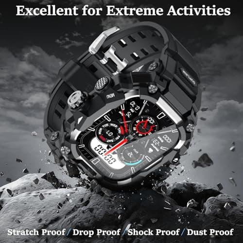 SUPLINK Rugged Case with Band for Apple Watch Ulltra 3 Band/ 1/ Ultra 2, Compatible with 49mm Apple Watch Bands Men, Protective Bumper Cover Screen Protector Kit for iWatch Bands (Silver) - Thumbnail 5