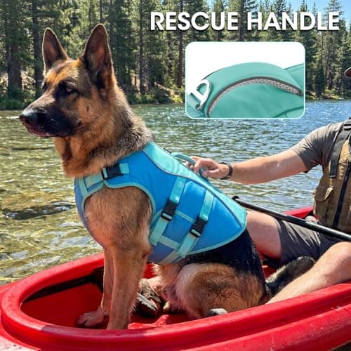 PETDSH Dog Life Jacket Large, High Flotation Dog Life Vest for Swimming Boating, Reflective Puppy Lifejacket with Superior Buoyancy and Rescue Handle, Adjustable Safety Dogs Floating Vests - Thumbnail 2