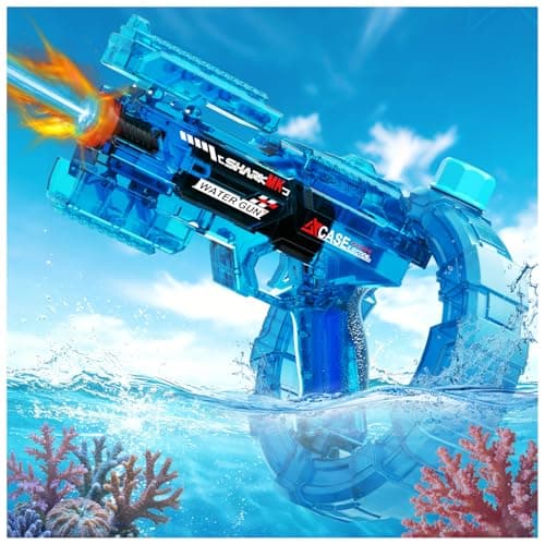 Electric Water Gun Toy, Automatic Water Blaster with Strobe Lights, 400ML Water Tank, Fully Automatic High-Speed Continuous Fire, Transformation Linkage, Summer Outdoor Pool Party Toys (Blue) - Image 1