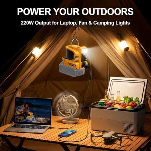 Real 220W Power Inverter Compatible with DeWalt 20V Battery, DC 20V to AC 110V-120V Portable Power Station with 1 AC Outlet, 1 USB & Type-C, 1 12V DC & 200LM LED (No Battery) - Thumbnail 4