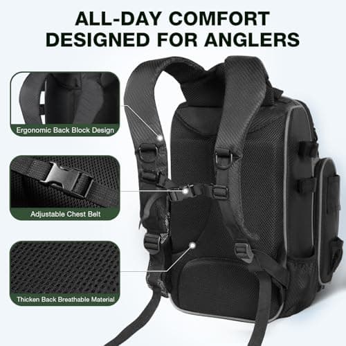 Ghosthorn Fishing Backpack 2 * 3700 Tackle Boxes 40L Waterproof Tackle Backpack with Rod Holders Large Outdoor Storage Tackle Bag for Fishing Men Women - Thumbnail 4