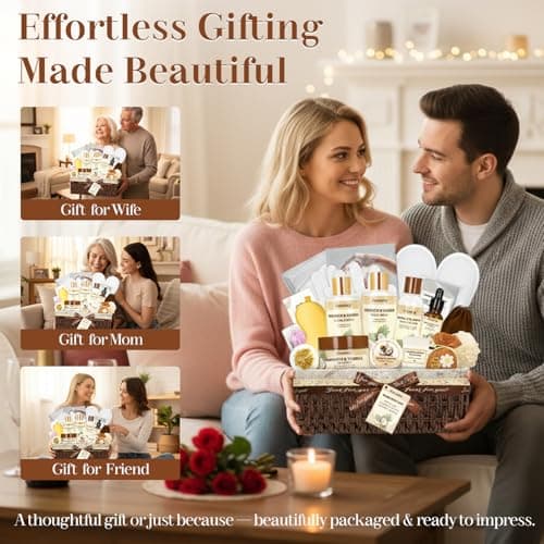 Jorceray 22PCS Spa Gift Baskets for Women, Luxury Bath and Body Gift Basket Set for Women Coconut Vanilla Spa Kit Relaxing Spa Self Care Gift for Her Wife Lover Mom Sister Friend - Thumbnail 6