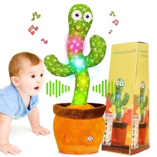 Dancing Talking Cactus Toy, Baby Singing Recording Mimicking Cactus Toy, Repeats What You Say, Musical Interactive Infant Toddler Toys for 1 Year Old Boys Girls, Baby Easter Basket Stuffers Gifts - Image 1
