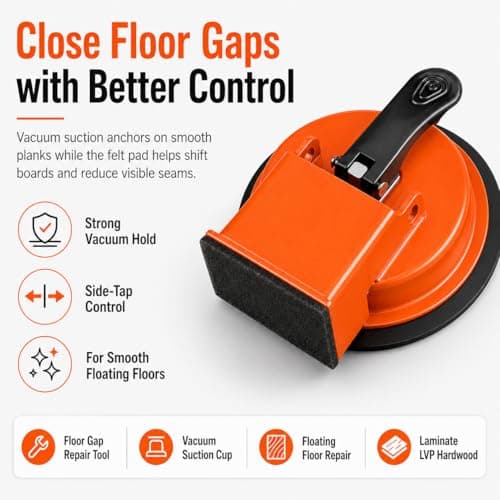 Floor Gap Fixer Tool,Heavy Duty Laminate Floor Suction Cup Tool for Wood,Vinyl & Tile Flooring,Enhanced Vacuum Suction Gap Repair Tool with Anti-Slip Grip,Flooring Installation Accessories (Orange-1) - Thumbnail 2