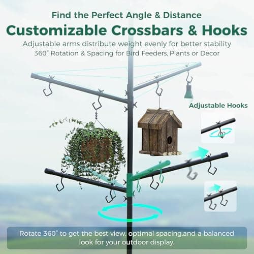 PerchMe Bird Feeder Pole with Squirrel Baffle, 92'' Inch 360° Rotating Heavy-Duty Bird House Pole for Outdoors,Adjustable Height,Universal Mount Kit for Bird Feeder Cameras&Houses (92'' Black) - Thumbnail 5