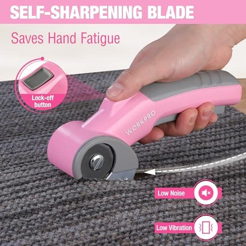 WORKPRO Cordless Electric Scissors, 4V Rotary Cutter for Cardboard Carpet Leather Plastic, 2000mAh Rechargeable Powerful shears with Storage Case - Thumbnail 4