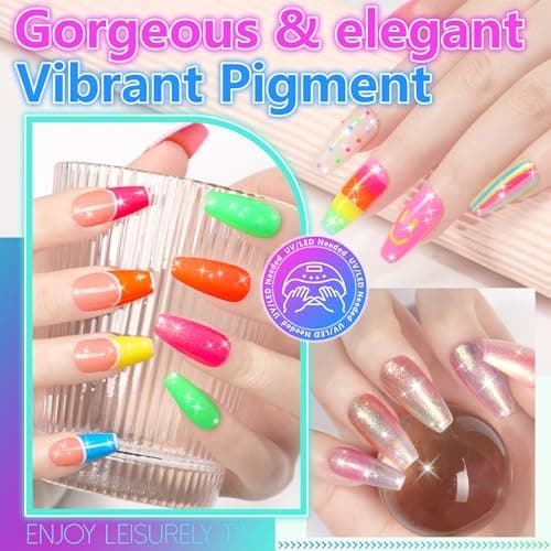 ABAC 24 Color Solid Gel Nail Polish,Pat Paint Gel,Ombre Nail Gel Hema-Free No-Spill Rainbow Shades w/Pro Brush,Summer 2025 Clump-Free Shimmer for Rave,Beach & Festival Nails - Thumbnail 2