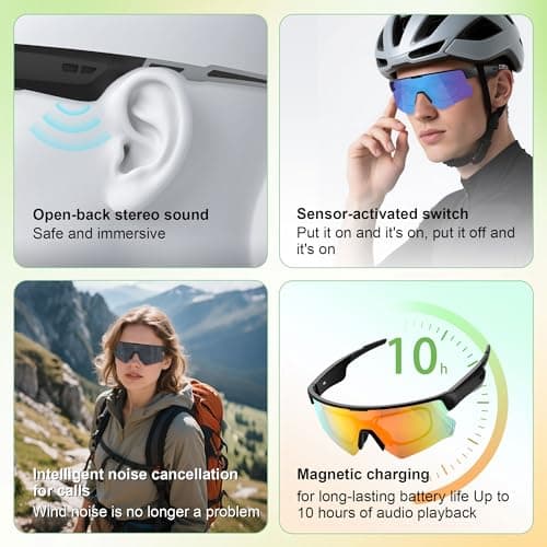 Blackview Bluetooth Sunglasses, UV400Protection, Bult in Mic & Speakers, Voice Assistant Compatible, 5.4 Bluetooth, Polarized Lens for Outdoor Activities - Thumbnail 3