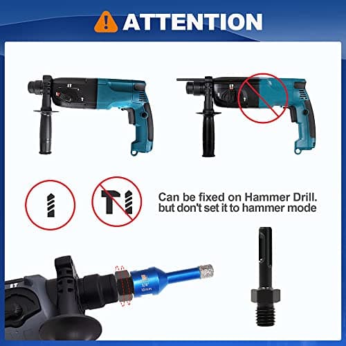 Diamond Core Drill Bit Set for Porcelain Tile Ceramic Marble Granite Drilling,BRSCHNITT 9pcs Vacuum Brazed Diamond Hole Saw with 5/8-11 Thread （1/4" 3/8" 4/5" 1-3/8" 2" 2-1/2"） - Thumbnail 4