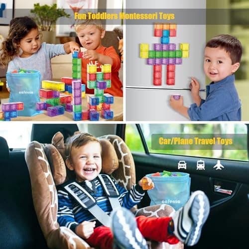 48PCS Magnetic Blocks - 1.38 inch Building Blocks for Toddlers, STEM Building Toy for Kids, Montessori Toys for 3 4 5 6+ Year Old, Magnet Sensory Travel Toys Christmas Birthday Gifts for Boys Girls - Thumbnail 4