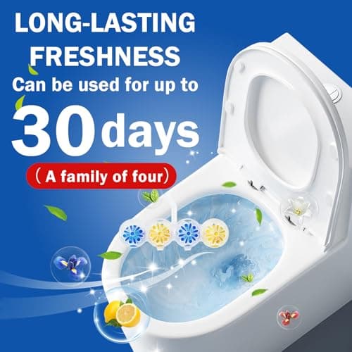 SCENTORINI 4-in-1 Toilet Bowl Cleaner, Rim Hanger Automatic Toilet Bowl Freshener, 4 Lemon & 4 Magnolia Scent, Toilet Bowl Cleaning Balls Long-Lasting up to 30 Days - Thumbnail 3