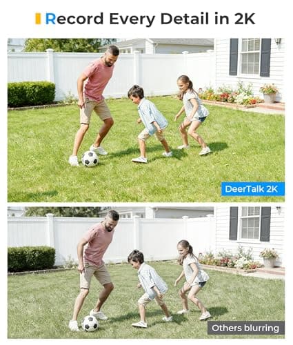 DeerTalk Security Floodlight Camera Outdoor - Flood Lights Camera Wired Motion Lights 2-Way Audio 2K and 150dB Siren 4230 lm 2.4G&5G WiFi Alexa-Compatible 3000-5000K 24/7 Recording for Home Security - Thumbnail 3