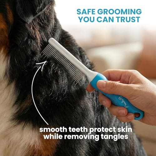 Poodle Grooming Comb - Metal Dematting Comb with Long & Short Stainless Steel Teeth for Removing Matted Hair & Knots, Safe and Gentle for Dogs & Cats - Thumbnail 2