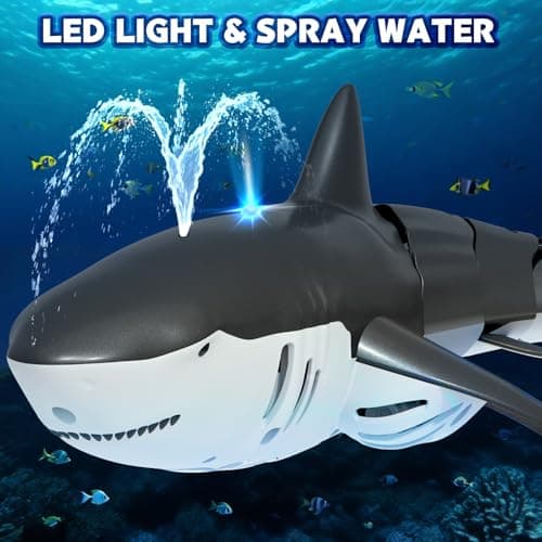 Playtigo 2.4Ghz Remote Control Shark Pool Toys for Boys Kids,Highly Realistic Shark Pool Toys for Kids,RC Boat Outdoor Water Toy with Light and Spray Water for Boys Girls Ages 6+ (with 2 Batteries) - Thumbnail 2