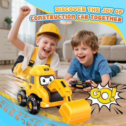 Toyjolka Toddler Remote Control Car with Flashing Light Wheels for 2 3 4 5 6 Year Old Boys Girls, USB Rechargeable Construction Excavator Toy for Toddlers 2-6 Great Birthday Gift Idea for Kids - Thumbnail 4
