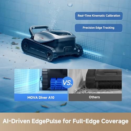 Mova Diver A10 Cordless Robotic Pool Vacuum Cleaner, 6,000GPH Suction, 240min Runtime, Wall Climbing & Double-Pass Waterline Scrubbing, AI-Powered Edge Cleaning & Path Planning, Auto Parking, 8 Modes - Thumbnail 4