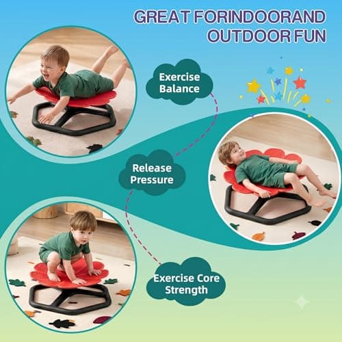 KYZDZQ Spinning Chair for Autistic Kids,Sensory Swivel Chair, 220LBS Weight Capacity, Sensory Toy for ADHD & Autism 3-6 Years Children,Training Body Coordination, Metal Base Non-Slip Design (Red) - Thumbnail 5