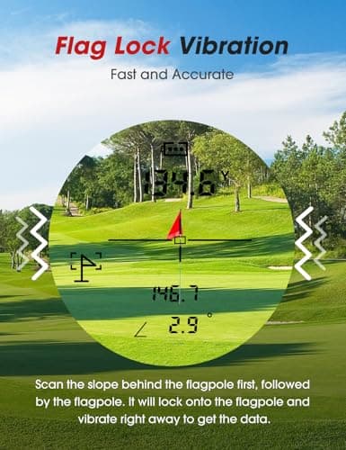Golf Rangefinder with Slope & Magnet，1300 Yards Range Finder for Golf，Flag Locking Vibration，6-6.5X Magnification & HD LCD，Rechargeable Golf Range Finder - Thumbnail 5