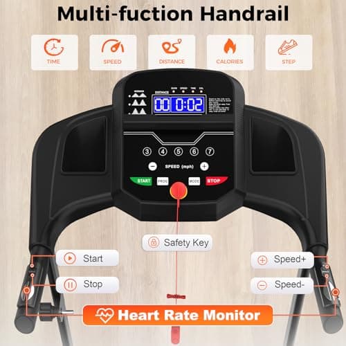 Lastforever Folding Treadmill for Home Use, 2.5HP Quiet Motor, 0.5–7.5 MPH with 8% Manual Incline, Compact Electric Treadmill with LED Display, 300 LBS Capacity, Cup Holder & Safety Key - Thumbnail 2