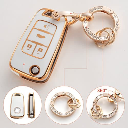 RUABIBAN Key Fob Cover Compatible with Chevy, Soft TPU Key Case Protection Shell Fit for Chevrolet Equinox Camaro Cruze Malibu Sonic Smart Key Case - Thumbnail 3