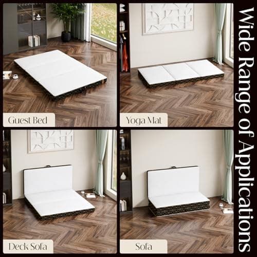 GEMBED Tri-Fold Memory Foam Mattress Full - 4 Inch Portable Folding Mattress with Handle & Washable Cover, Floor Bed with Non-Slip Base, Space-Saving for Room, Travel, Guest Bed, Yoga, RV, 73"x52"x4" - Thumbnail 5