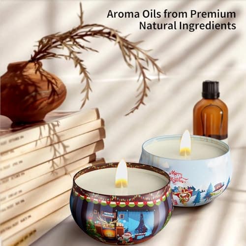Christmas Candles Gifts for Women, Primevolve Scented Candles Set for 12 Bulk Home Aromatherapy, Strongly Fragrance Long Lasting Portable Travel Tin for Spa Bath Yoga - Thumbnail 5
