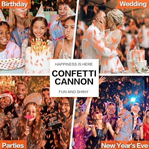 Confetti Cannon 12Pack Orange Party Popper Shooters 12 Inch Confftti Poppers for Wedding Birthday Graduation Christmas New Year Eve Party Supply Launches 20-25ft - Thumbnail 6