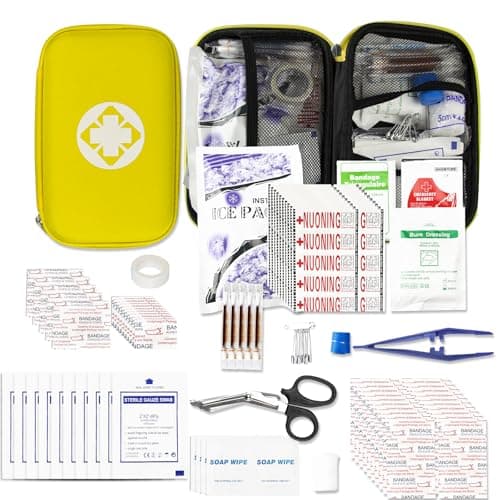 First Aid Kit Car Home Emergency Essential Kits - 277Pcs Basic Hiking Supplies Survival Gear First Aid Set Camping Backpacking Sports Yellow YIDERBO