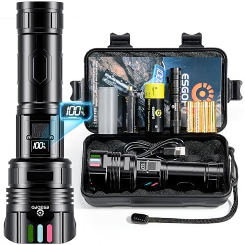 Super Bright Flashlight 100000 High Lumens Rechargeable,Powerful Long Distance 3280ft Strong LED Flash Lights,Long Lasting 10H LCD Digital USB Discharging Function,Focus & Brightness Adjustable - Image 1