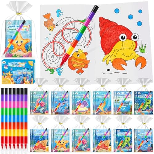 ZMLM 24 Pack Ocean Coloring Books for Kids with Crayons,Party Favors for Kids 4-8, Goodie Bags Stuffers for Toddlers, Classroom Prizes Birthday Return Gifts (Ocean)